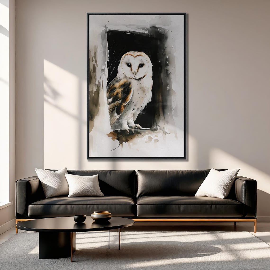 Barn Owl Watercolor Portrait Peering from Dark Hollow Art Poster - Image 5
