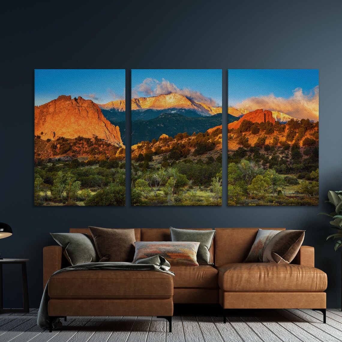 Garden Of The Gods And Pikes Peak At Sunrise Red Rocks Colorado Poster - Image 5