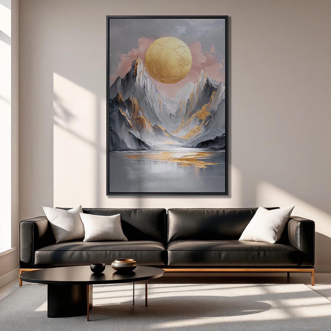 Abstract Golden Sun And Mountain Peaks Wall Art Landscape Print Modern Wall Decor Nature Inspired Poster Serene Artwork Ready To Hang - Image 5