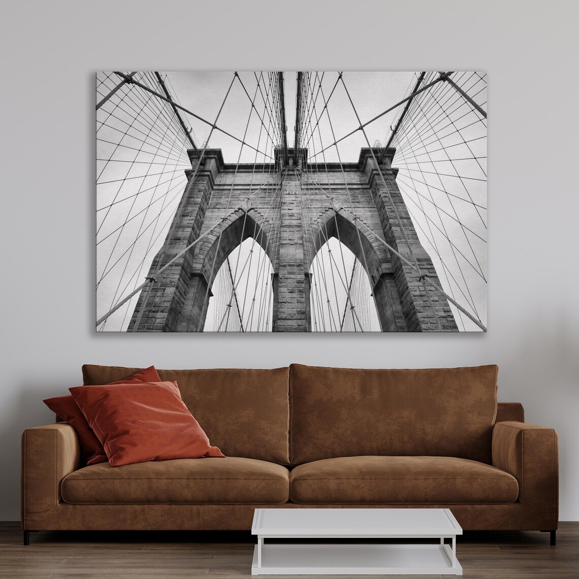 Brooklyn Bridge Black and White Art Print, New York City - Image 2
