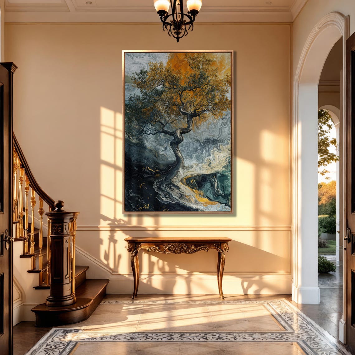 Abstract Tree Wall Art Nature Inspired Painting Print Modern Wall Decor Contemporary Artwork Fluid Swirls Poster Ready To Hang Gift - Image 5