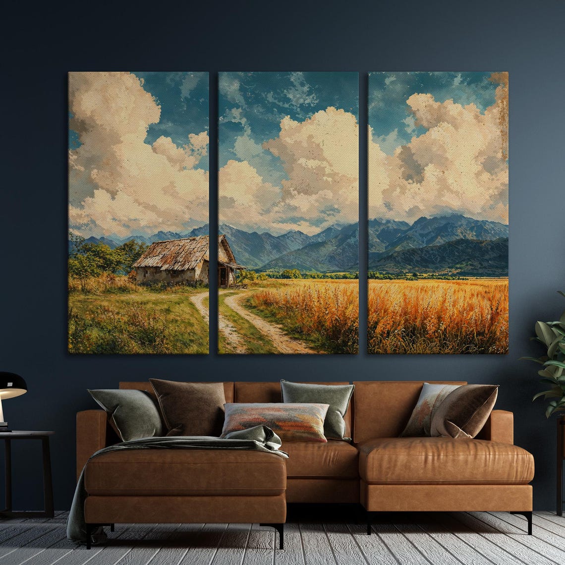 Rustic Cabin Beside a Country Road Beneath Mountain Peaks Poster - Image 6