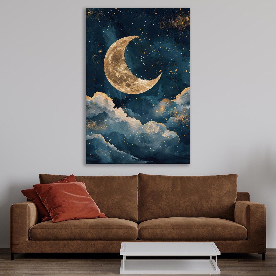 Golden Moon Starry Sky Art Print, Nursery Decor - Image 3