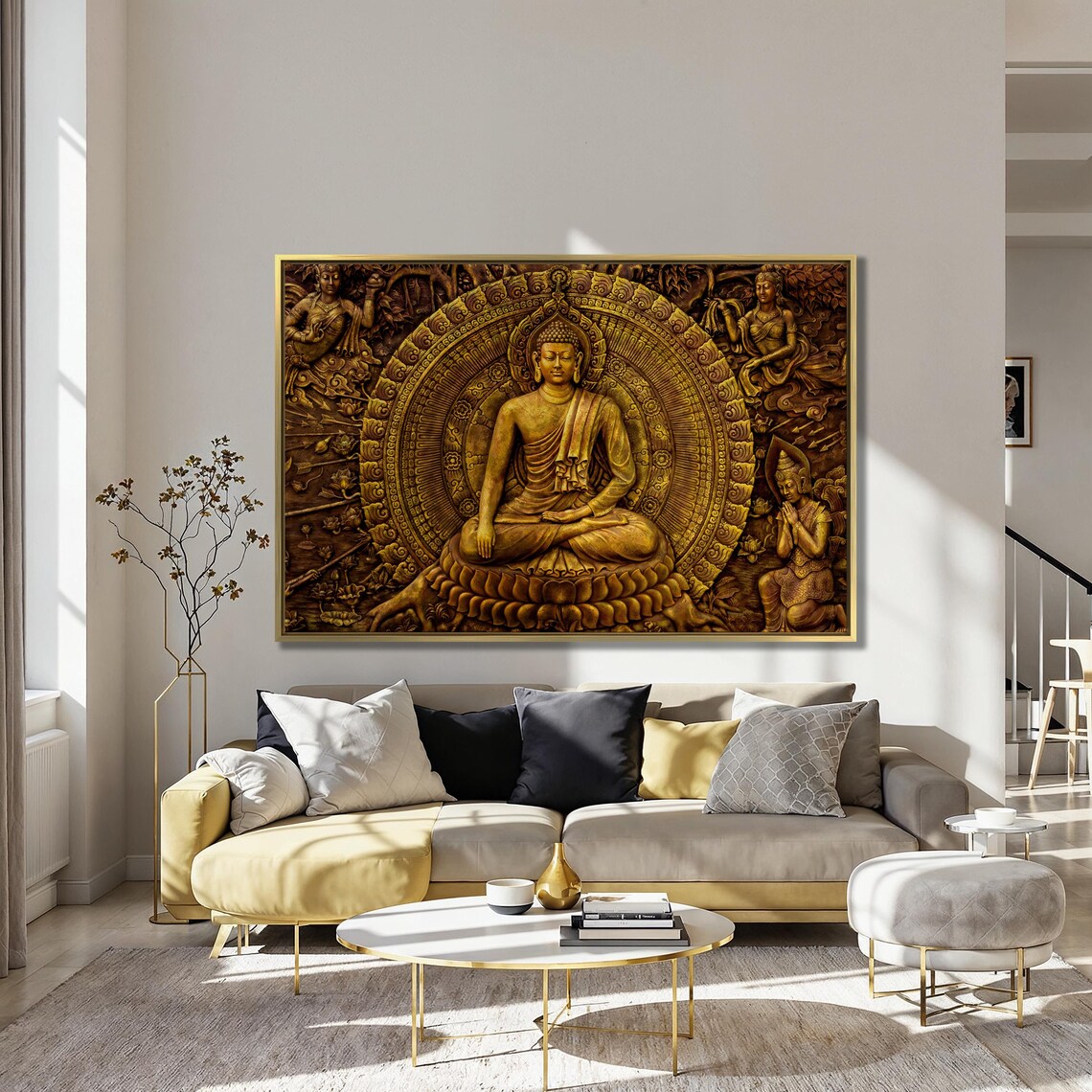 Golden Buddha Ornament Art Print, Buddhist Symbol - Image 4