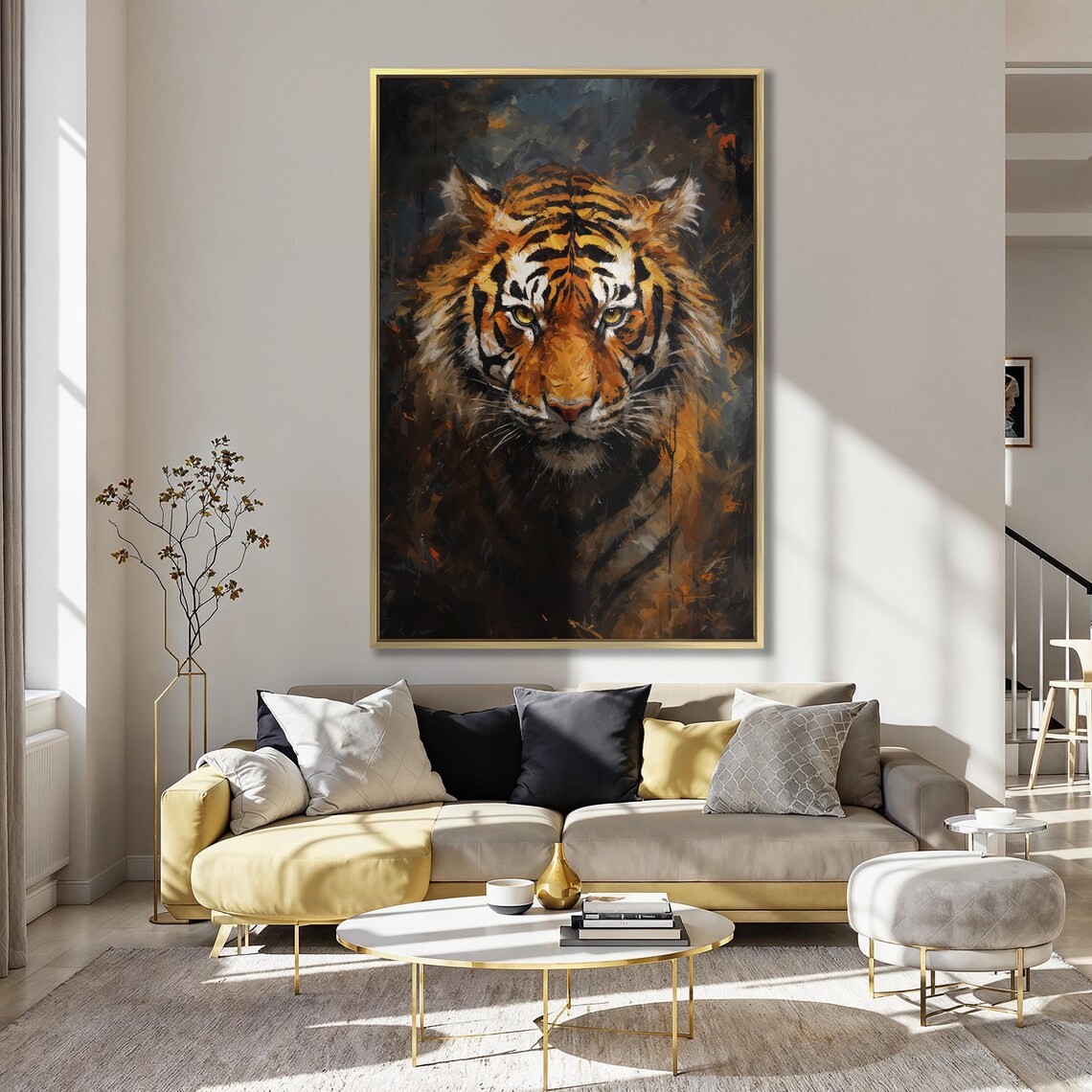 Tiger Oil-Painting Style Art Print, Jungle Wildlife - Image 4