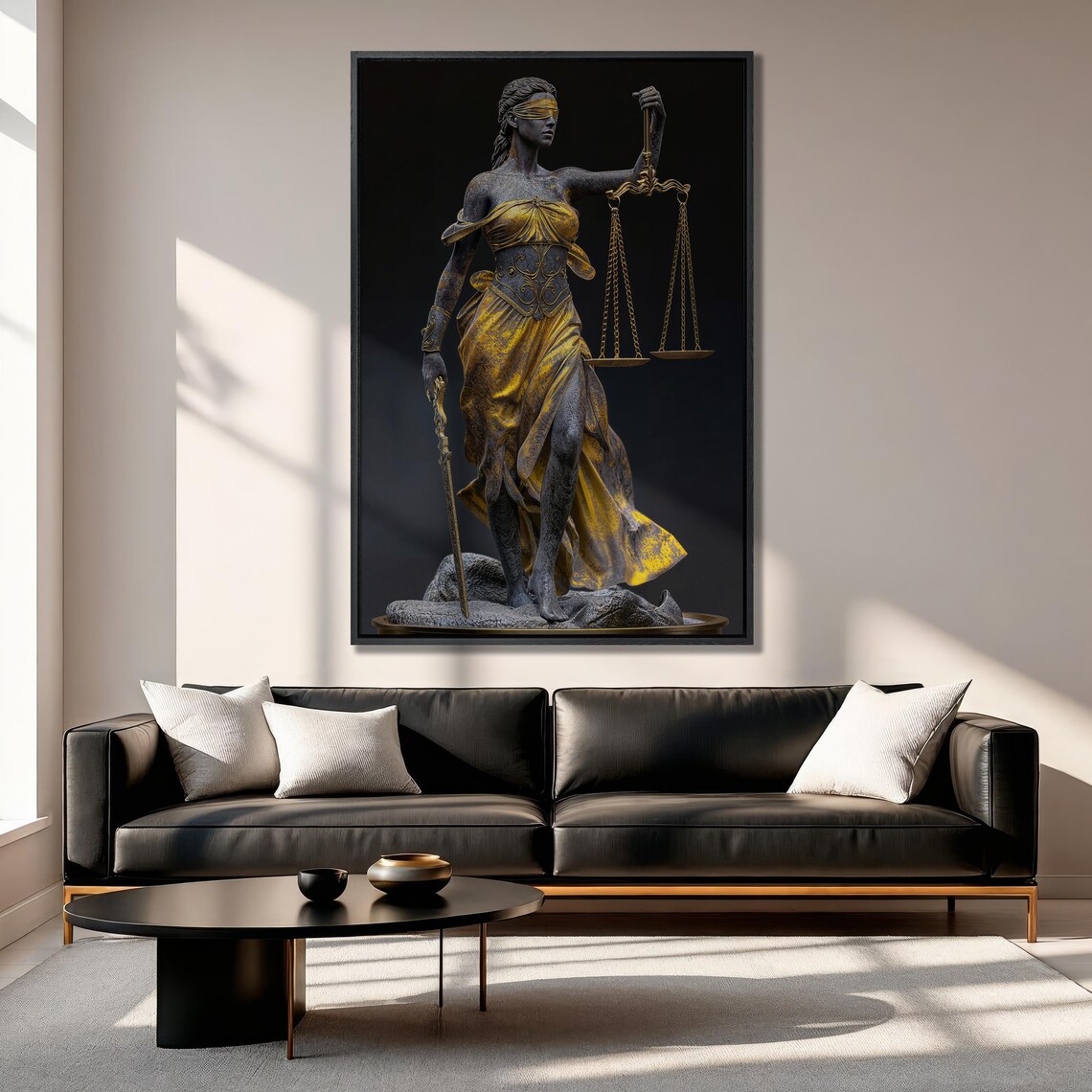 Themis Statue With Justice Scale, Bronze Gold Art Print - Image 3
