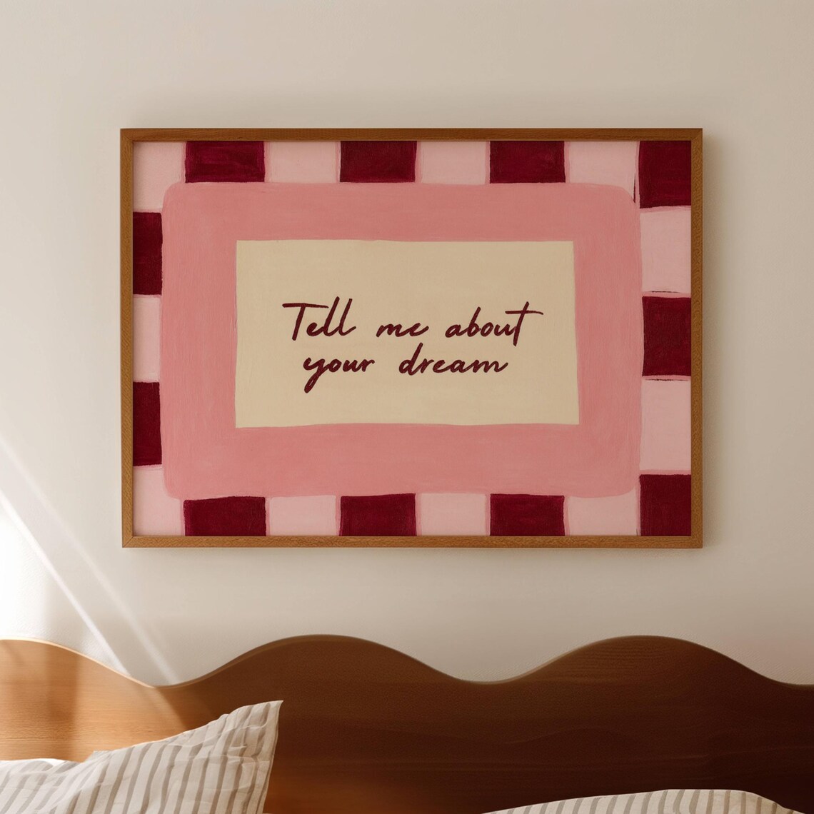 Tell Me About Your Dream Pink Bed, Mid-Century Poster