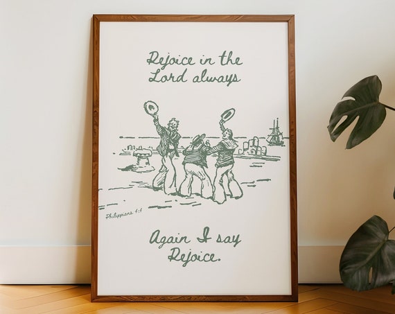 Rejoice In The Lord Vintage Sailors Print Christian Wall Art Scripture Poster Bible Verse Room Decor Aesthetic