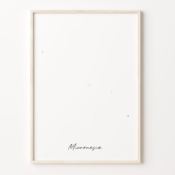 Micronesia Minimalist Watercolor Map Modern Country Travel Poster