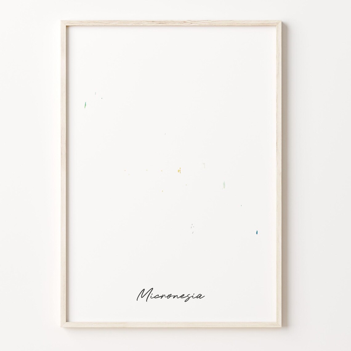 Micronesia Minimalist Watercolor Map Modern Country Travel Poster