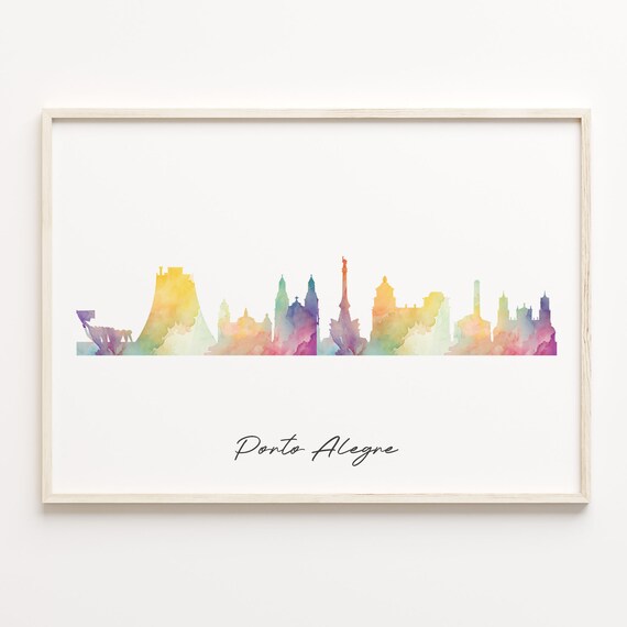 Porto Alegre Brazil Pastel Watercolor Skyline Cityscape Art Poster