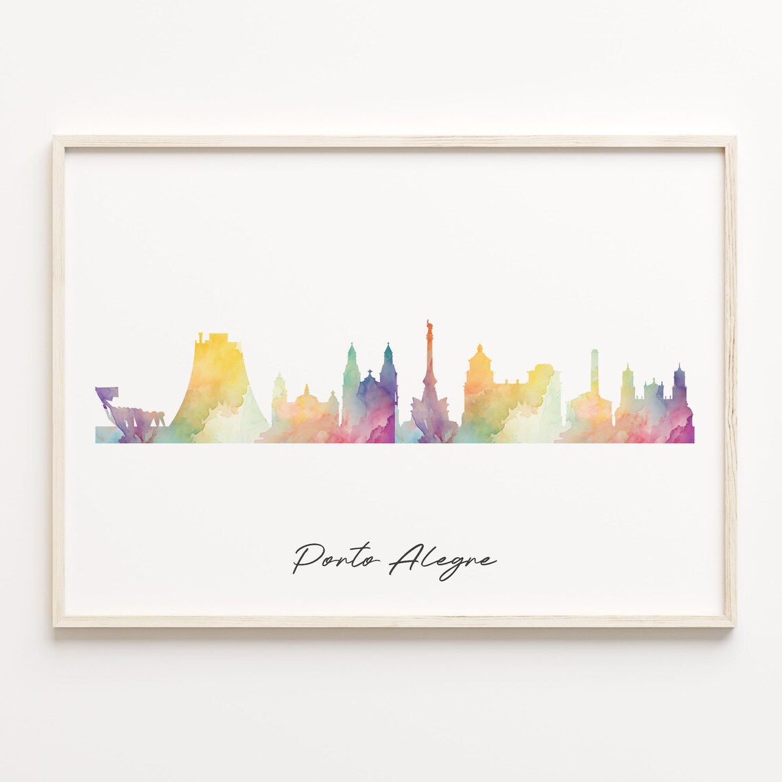 Porto Alegre Brazil Pastel Watercolor Skyline Cityscape Art Poster