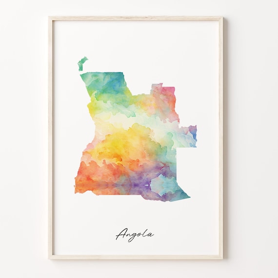 Angola Watercolor Map Colorful Country Silhouette Art Poster