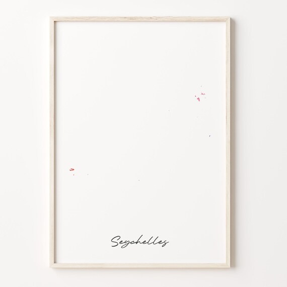 Seychelles Watercolor Map Islands Minimalist Tropical Travel Art Poster