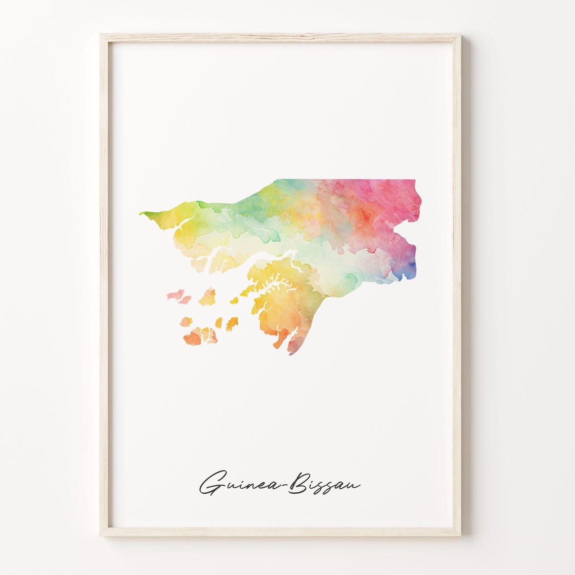 Guinea-Bissau Watercolor Country Map Vibrant Travel Art Poster