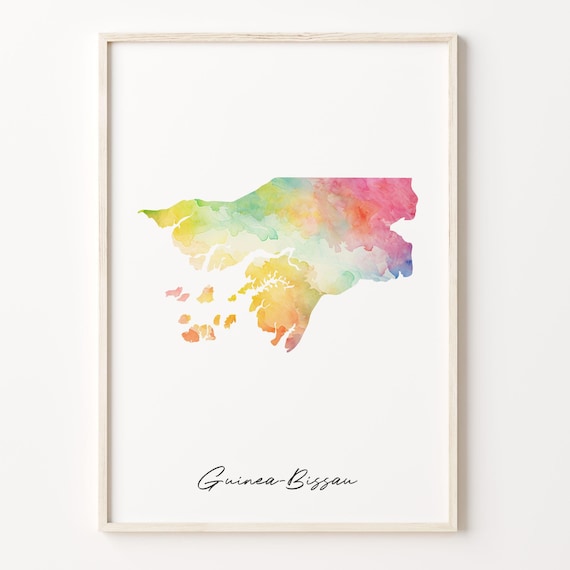 Guinea-Bissau Watercolor Country Map Vibrant Travel Art Poster