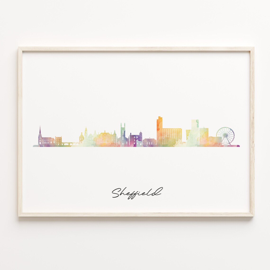 Sheffield United Kingdom Vibrant Watercolor Skyline Cityscape Poster