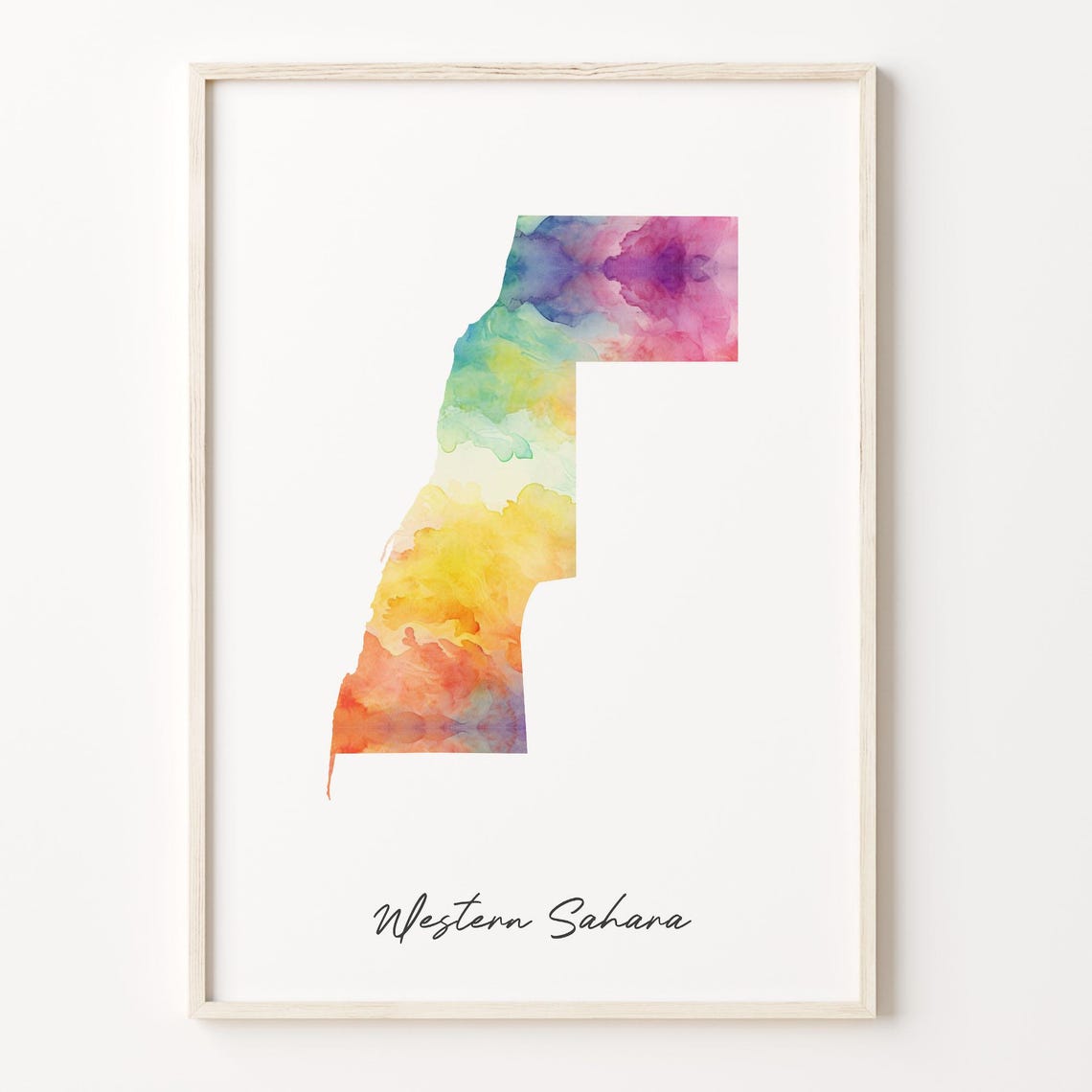 Western Sahara Watercolor Country Map Artwork Vibrant Art Poster