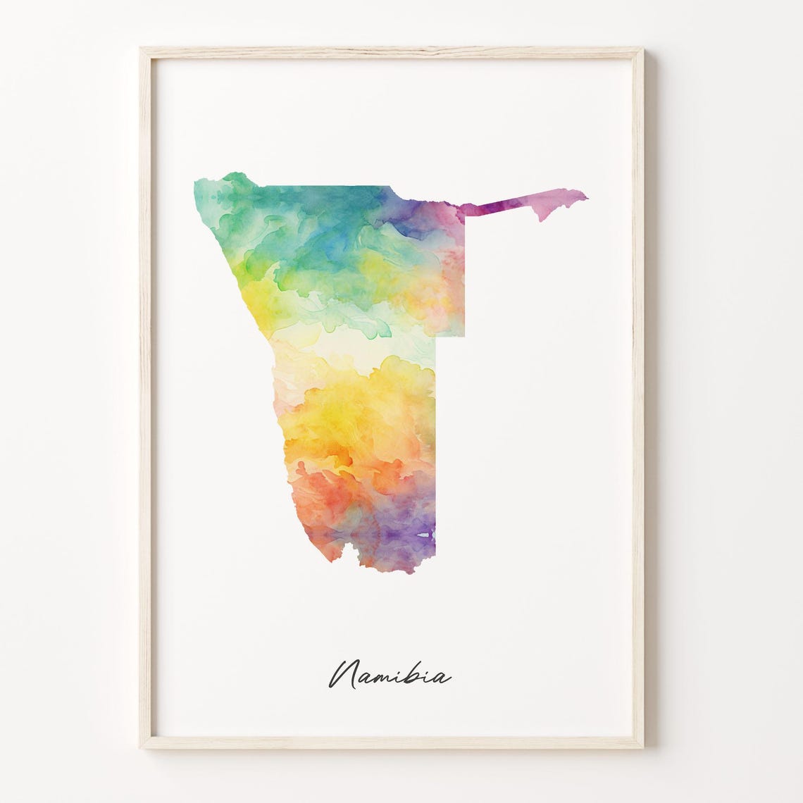 Namibia Country Watercolor Map Colorful Minimalist Travel Art Poster