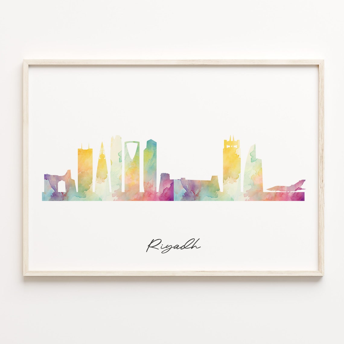 Riyadh Saudi Arabia Pastel Watercolor Skyline Cityscape Art Poster
