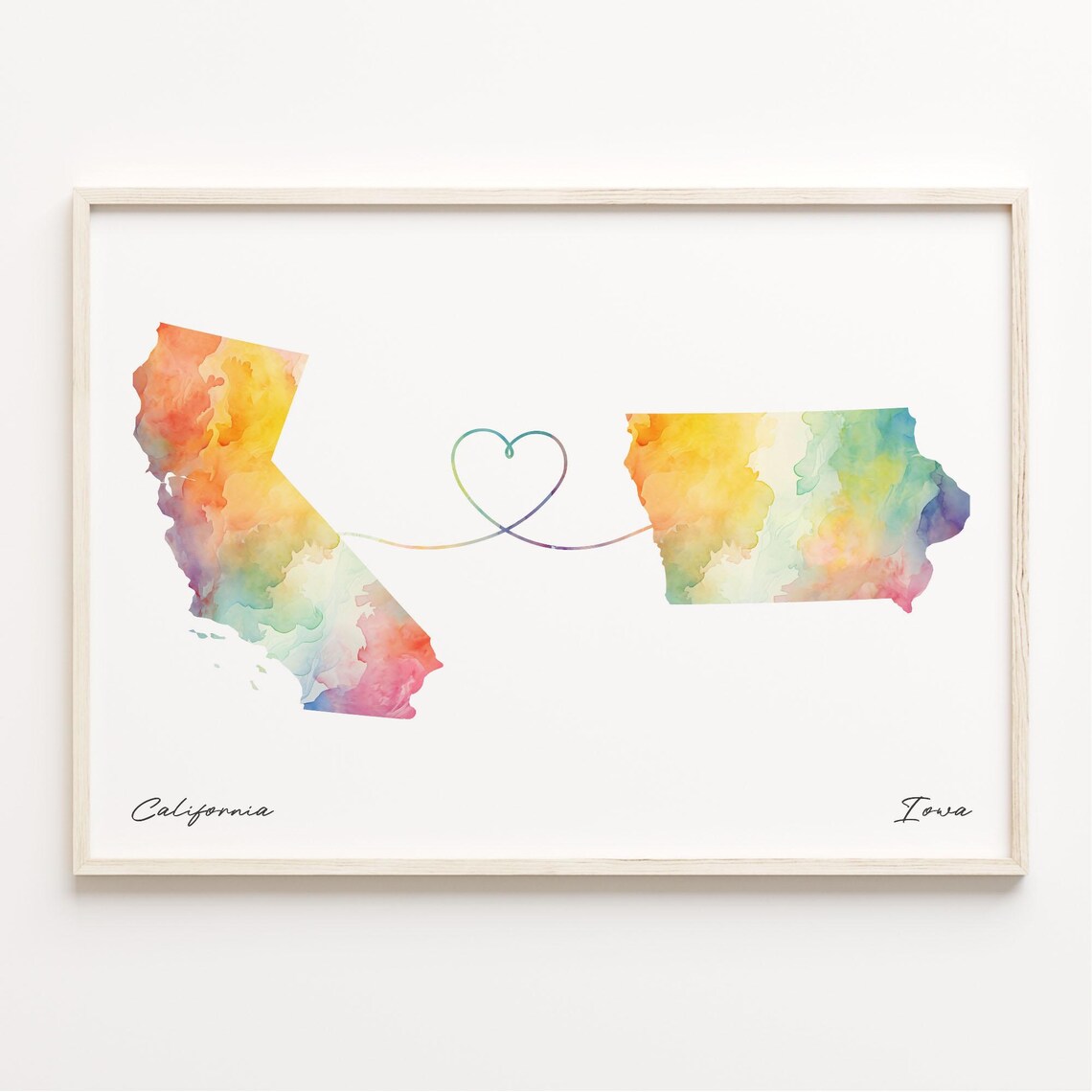 To Iowa Watercolor Map Travel Poster, Borderless
