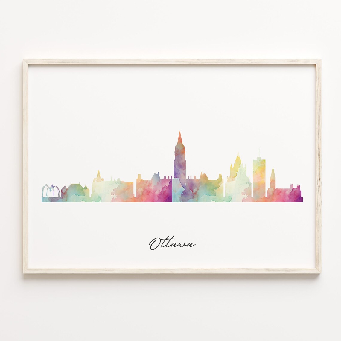 Ottawa Canada Watercolor Skyline Cityscape Colorful Modern Poster