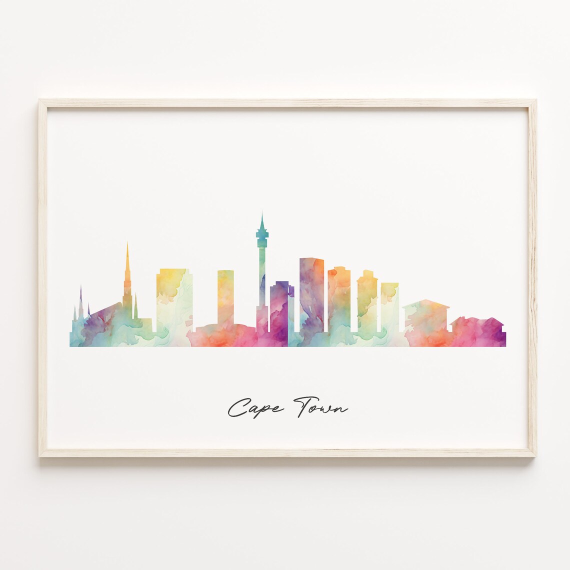 Cape Town Watercolor Skyline Cityscape Africa Travel Poster Gift