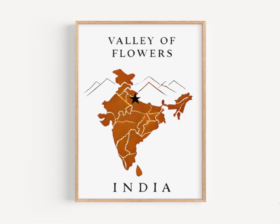 Valley Of Flowers India Terracotta Minimalist Map Art Poster
