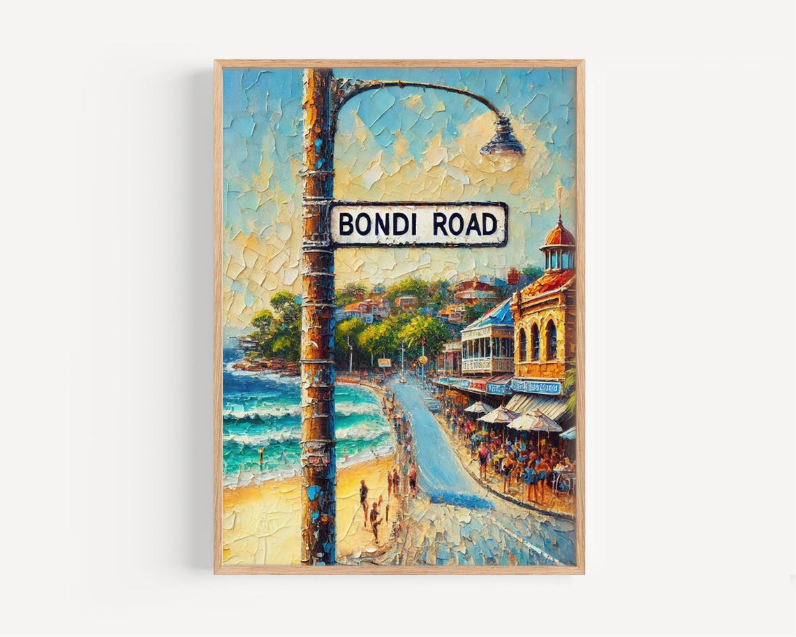 Vivid Bondi Road Sydney Beach Mosaic Street Scene Urban Art Print