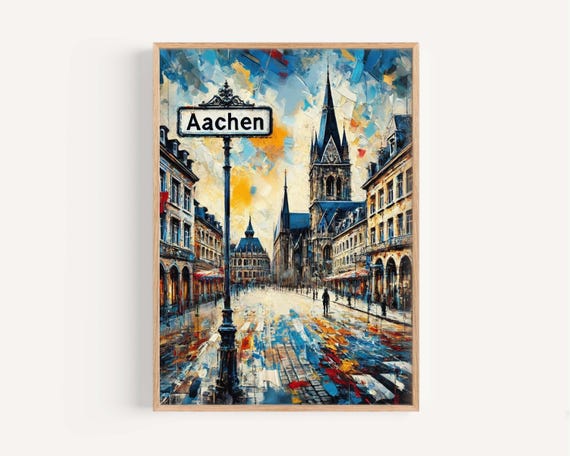 Aachen Travel Poster, Germany City Art Print