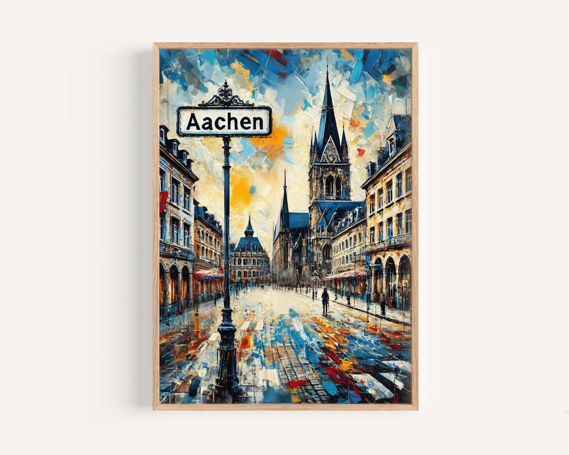 Aachen Travel Poster, Germany City Art Print
