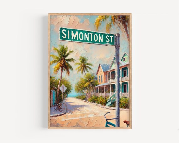 Simonton Street Key West Tropical Palms Street Sign Art Poster
