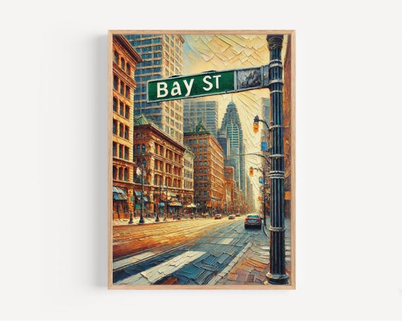 Bay Street Toronto Art Print Canada Travel Poster