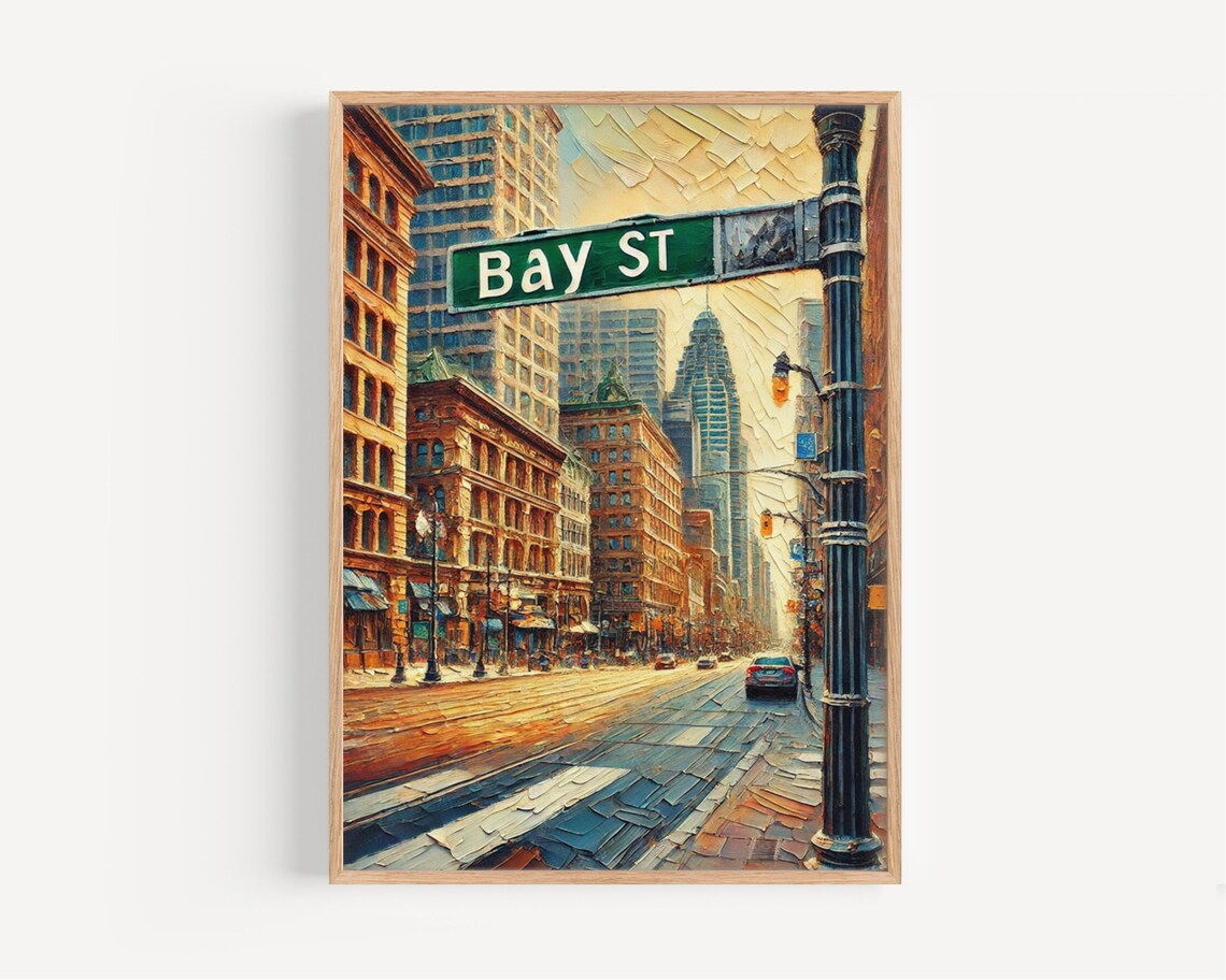 Bay Street Toronto Canada City Street Scene Painting Wall Print