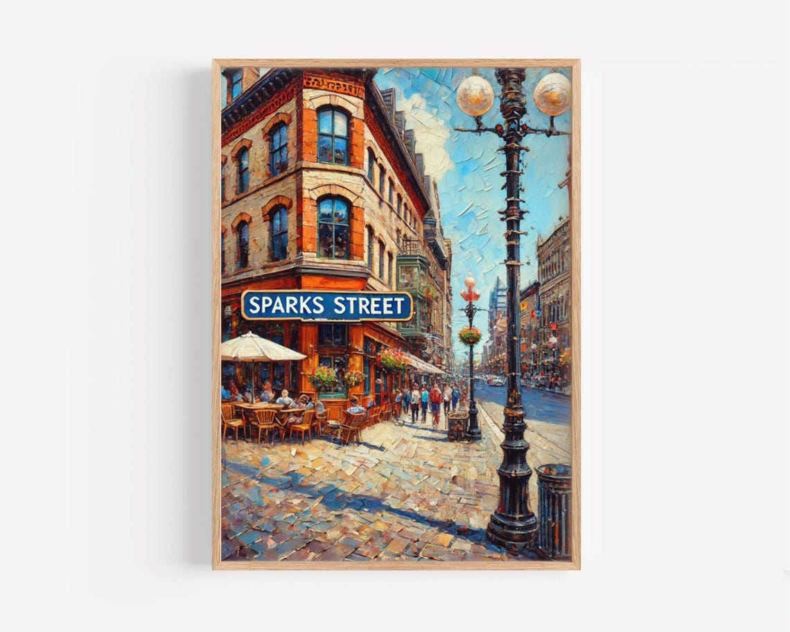 Ottawa Canada Sparks Street Sidewalk Cafe Painted Artwork Poster