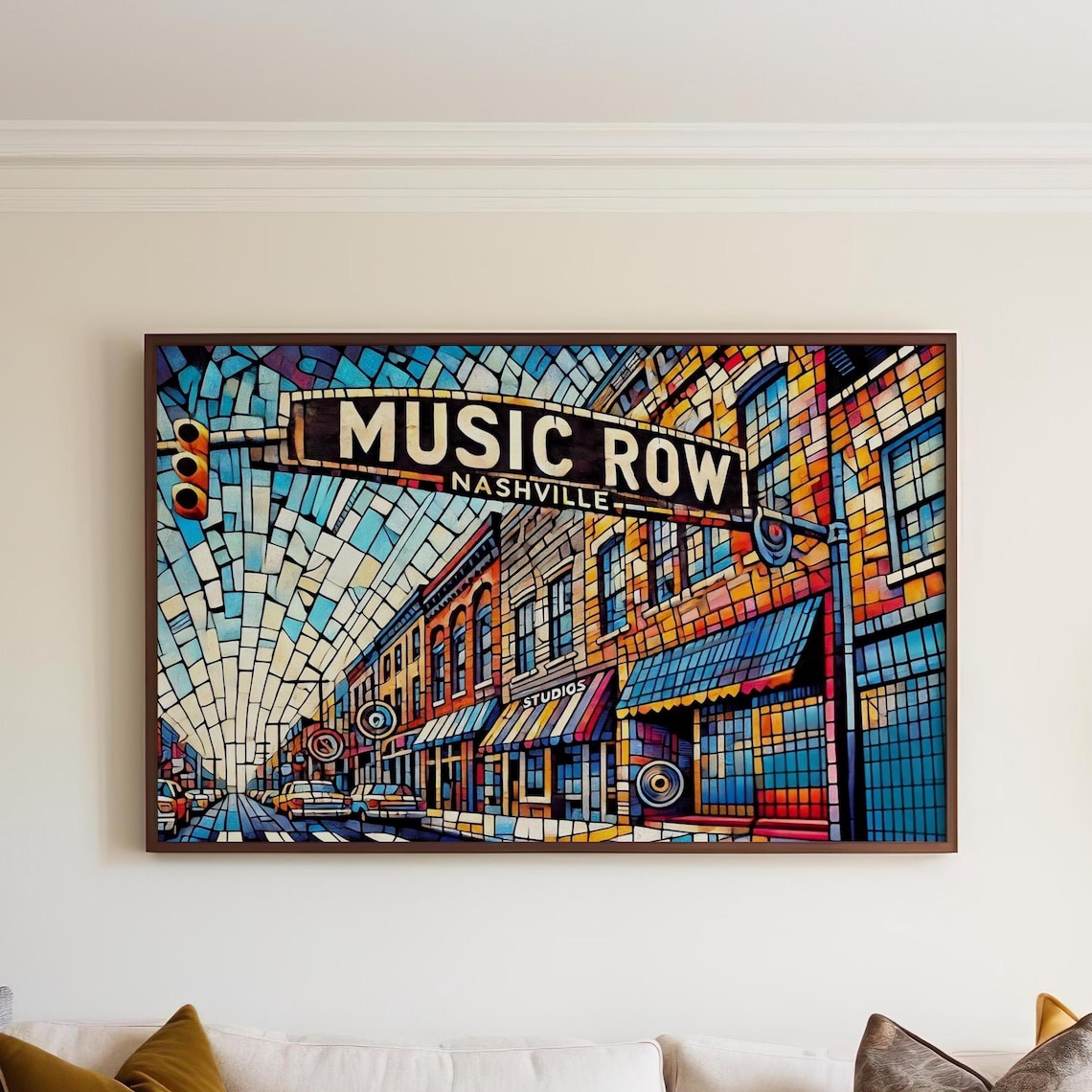 Music Row Nashville Cubism Style Travel Poster