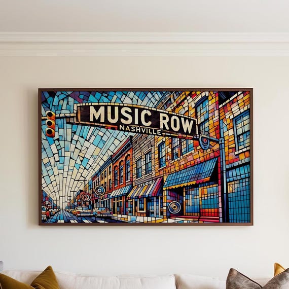 Music Row Nashville Cubism Style Travel Poster