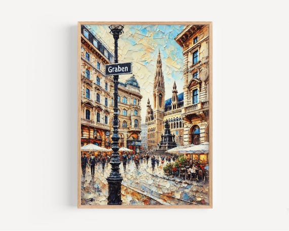 Vienna Street Scene Print Graben Austria Travel Poster