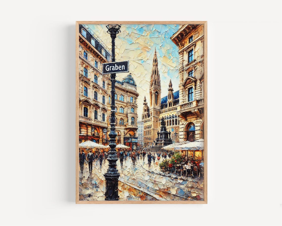 Vienna Street Scene Print Graben Austria Travel Poster