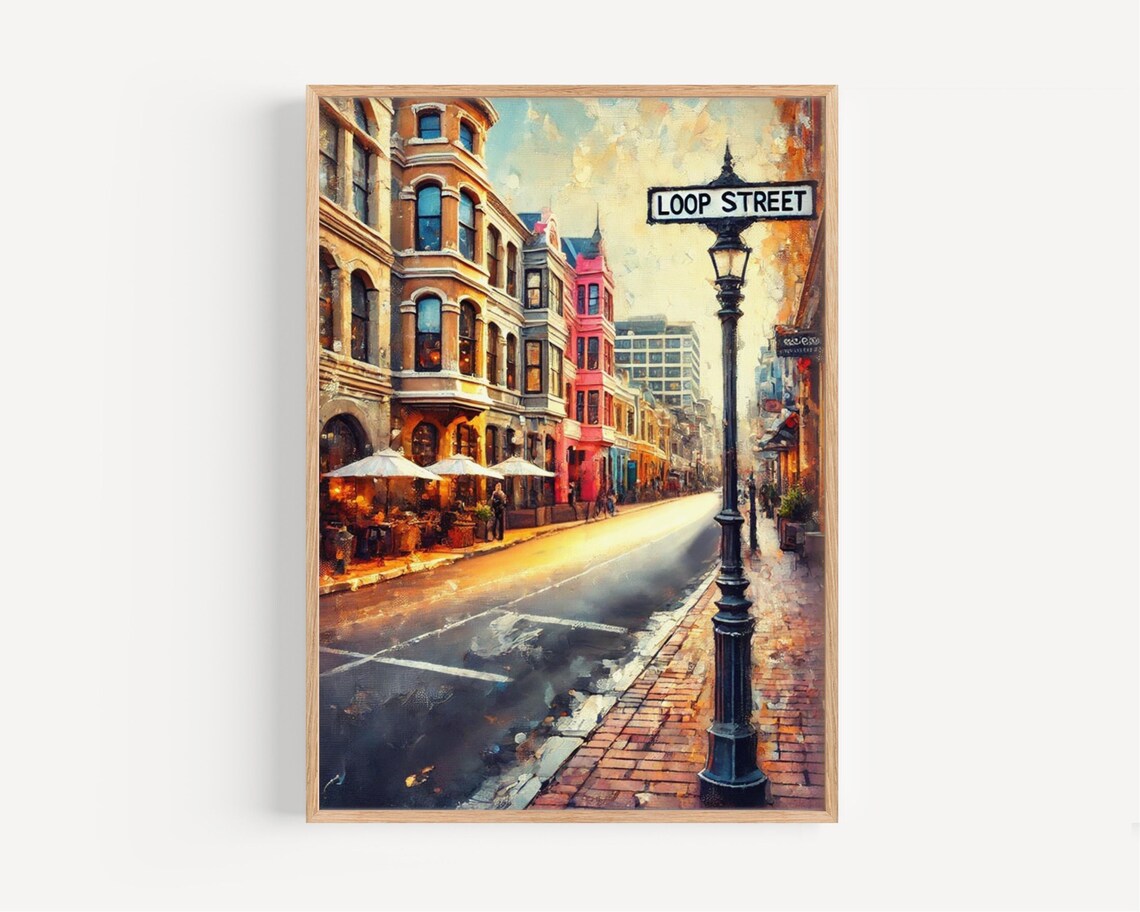 Loop Street Cape Town Colorful Victorian Buildings Street Lamp Painting Poster