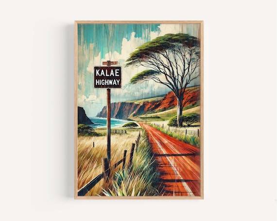 Kalae Highway Molokai Hawaii Travel Poster