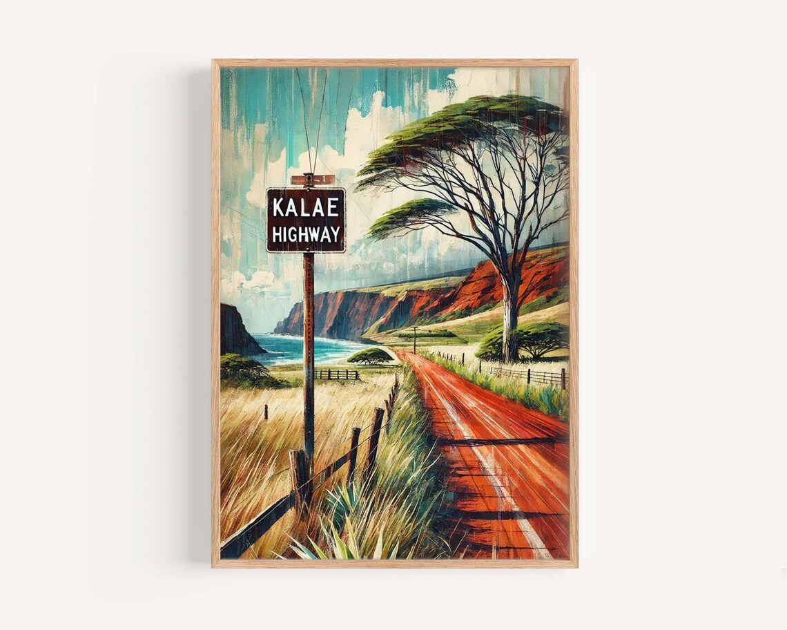 Kalae Highway Molokai Hawaii Travel Poster