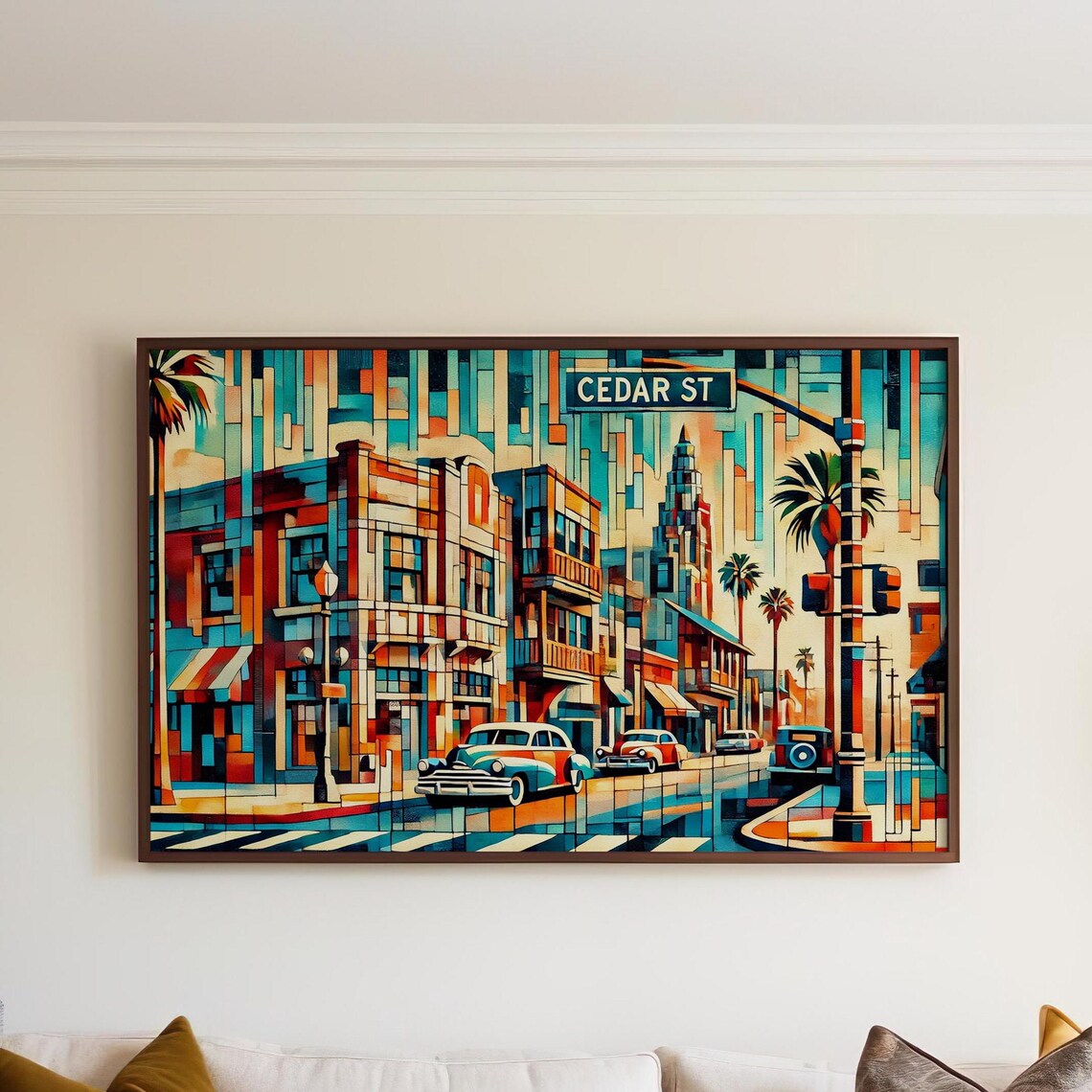 San Diego Cedar Street Colorful Geometric Street Cars Poster