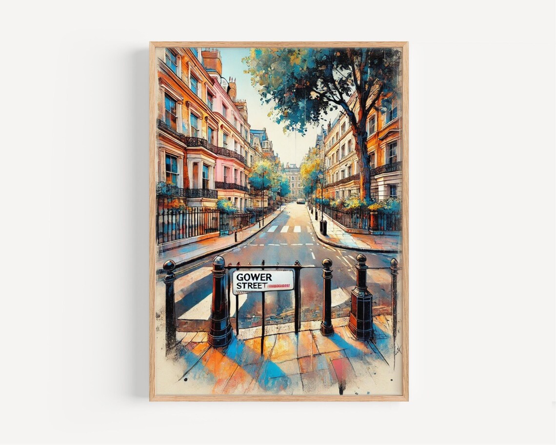 Gower Street London Bloomsbury Terraced Houses Colorful Art Print