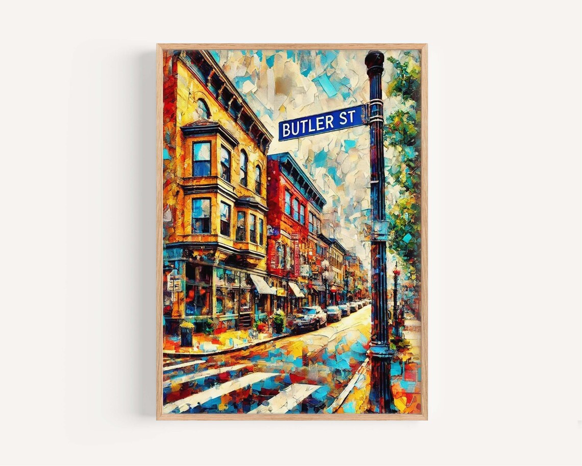 Butler Street Pittsburgh Poster Colorful City Scene Pennsylvania Decor