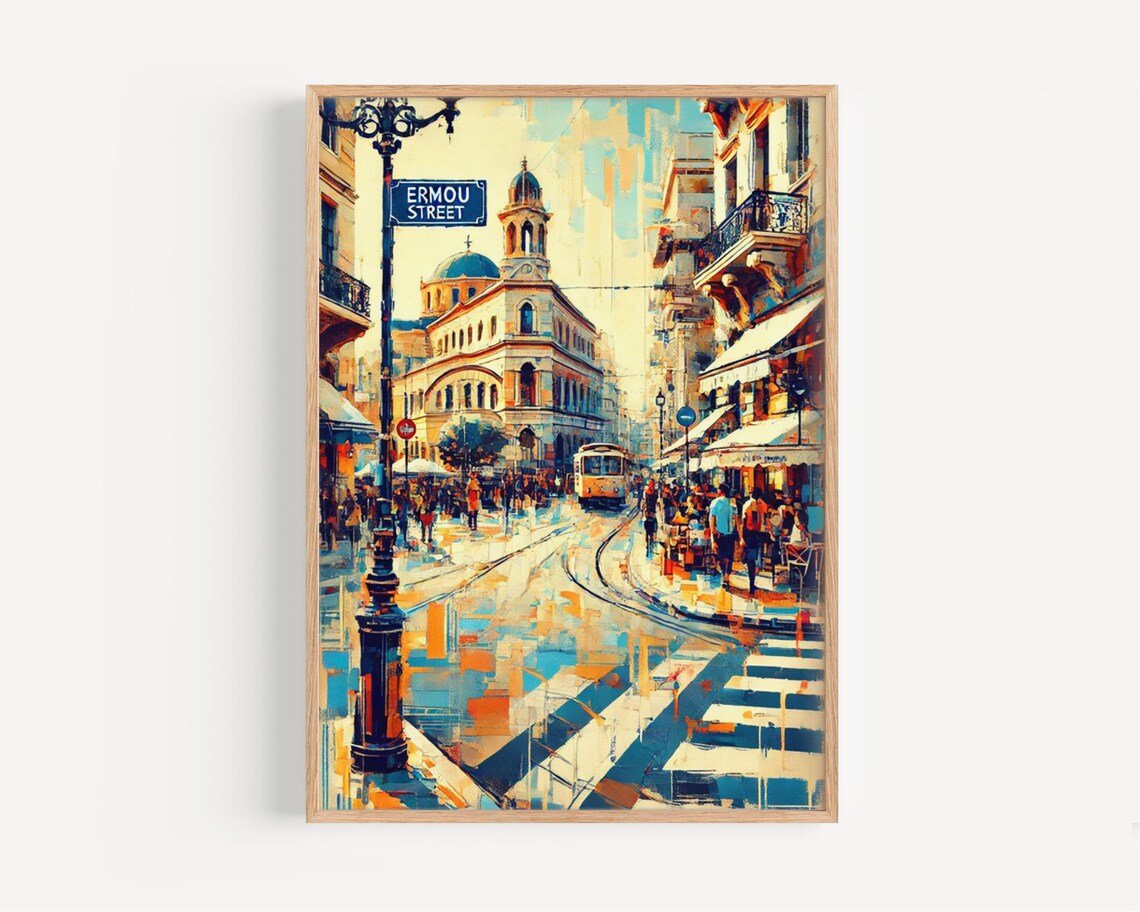 Ermou Street Athens Greece Travel Poster