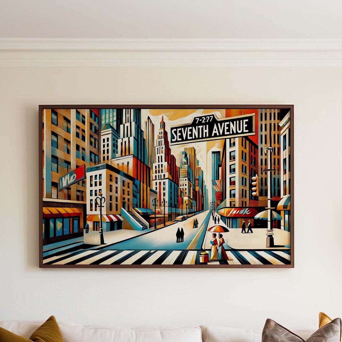 Seventh Avenue Manhattan New York City Cubism Street Panoramic Poster