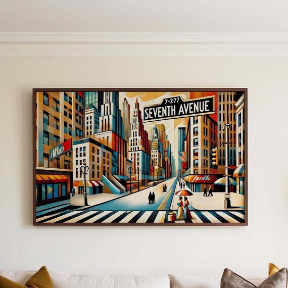 Seventh Avenue Manhattan New York City Cubism Street Panoramic Poster