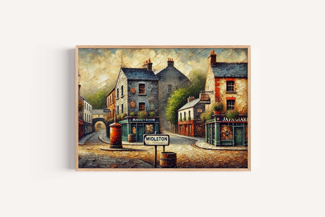 Midleton Ireland Pub Street Old Town Oil Painting Style Poster