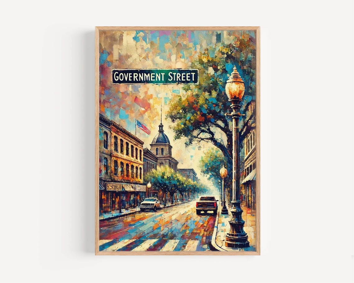Government Street Baton Rouge Travel Poster